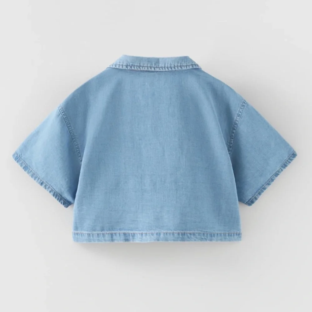 Zara Crop Flowy Denim Shirt